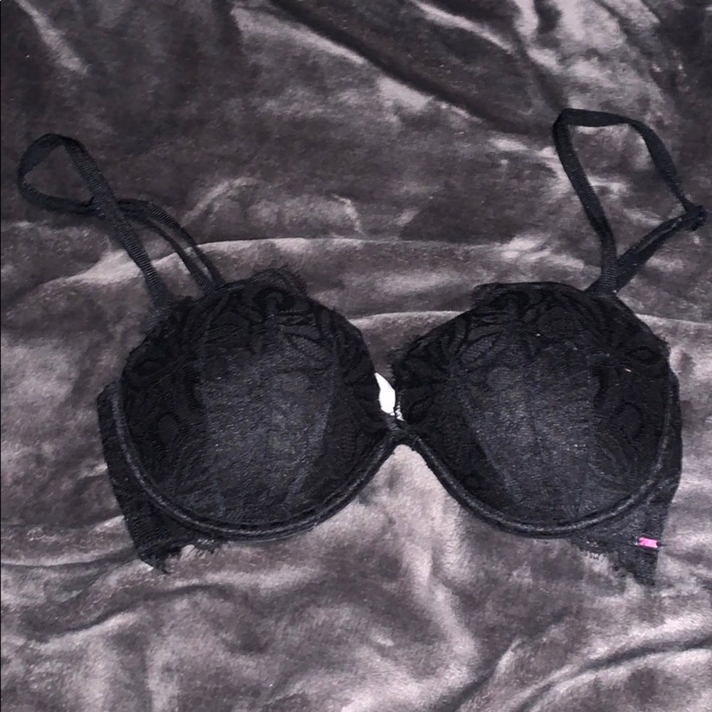 PINK Black Lace Push Up Bra